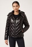 Black Shiny Quilted Cropped Jacket