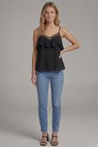 Black Netted Textured Layered Top