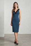 Navy Front & Back Lace Detail Bodycon Dress