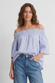 Sky Stripe Elasticated Off Shoulder Tops