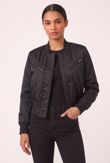 Navy Zipped Pocket Cropped Bomber Jacket 
