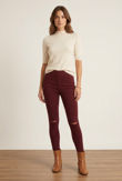 Ripped High Waisted Super Stretch Leggings in Burgundy