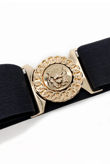 Elasticated Waist Belt With Gold Lion Buckle