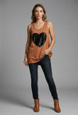 Pale Brown Black Sequin & Glitter Heart Vest