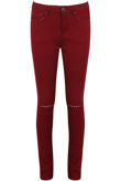 Wine Knee Ripped Push up Jeans