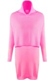 Fuchsia Roll Neck Overlay Knitted Jumper Dress