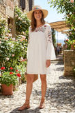 Cream Floral Embroidered Shift Dress 