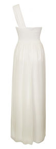 One Shoulder Cream Rose Corsage Chiffon Maxi Dress