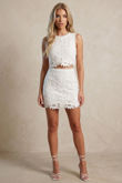White Crochet Cut Out Mini Dress