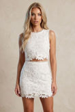 White Crochet Cut Out Mini Dress
