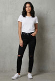 Black Denim Ripped Zipped Ankle Jeans