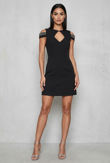Black Cut Out Shoulder Gem Dress