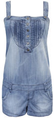 Ruched & Buttoned Front Dungaree Playsuit