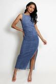 Denim Leg Slit Midi Dress