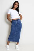 Blue Denim Midi Skirt