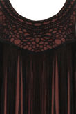 Brown Embroidered Fringe Detail top 