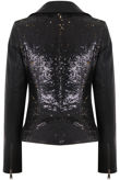 Black and Golden Sequin Biker Jacket