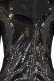 Black and Golden Sequin Biker Jacket