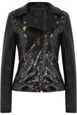 Black and Golden Sequin Biker Jacket