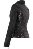 Black and Golden Sequin Biker Jacket