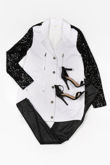White with Black Sequin Sleeve Military Jacket