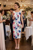 White Contrast Floral Print Midi Dress