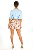 Ruched Side Floral Print Shorts In Pink