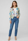 Cream with Mint Floral Detail Button Up Blazer
