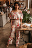 Floral Print Off Shoulder Tops