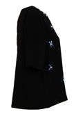 Black Front Stone Detailed 3/4 Sleeve Tops