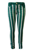 Green Striped Skinny Jeans  