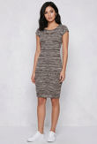Black & Grey Contrasted Short Sleeve Midi Dress