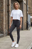 Ripped Detail Jeggings in Grey