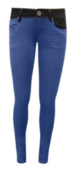 Blue Contrast Waist Acid Colours Skinny Jeans 