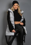 Grey Hooded Puffer Gilet With Webbing Detail