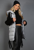 Grey Hooded Puffer Gilet With Webbing Detail