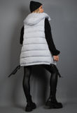 Grey Hooded Puffer Gilet With Webbing Detail