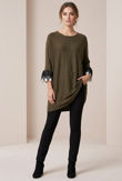 Contrast Floral Bell Sleeve Knitted Jumper 
