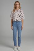 Cream Leopard Print Cropped Shirt