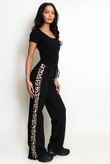 Leopard Side Stripe Wide Leg Jogger 