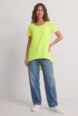 Green Split Back Sheer Hem Top