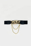 Black Double Chain Elasticated Waist Belt