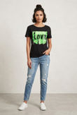 Black Contrast Sequin LOVE Detail Tee