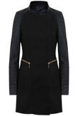 Black Contrast PVC Sleeved Long Sleeved Longer Length Long Coat