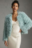 Sky Blue Ostrich Feather Jacket 