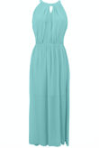 Mint Green Halterneck Chiffon Sheer Maxi Dress