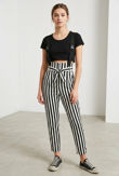 Monochrome Striped Jumpsuit With Webbing Detail