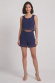 Navy Embellished Crop Top & Shorts Set