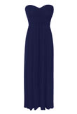 Navy Strapless Bandeau Block Colour Maxi Dresses