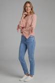 Nude Knotted Sleeve Back Button Up Tops